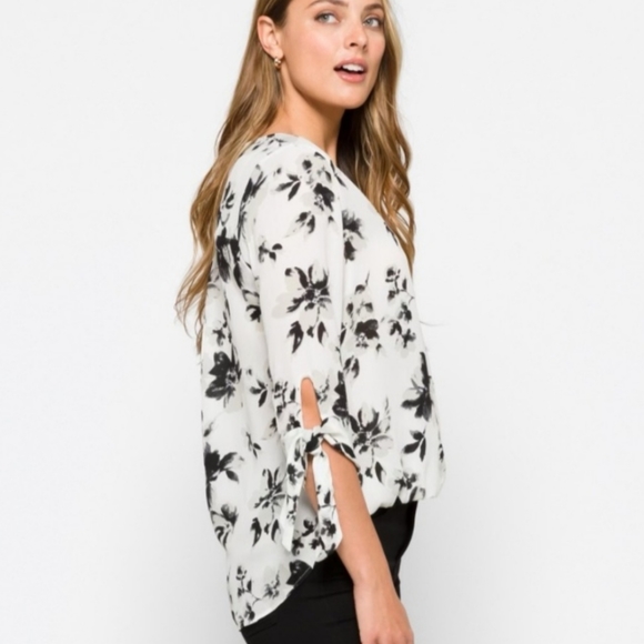 West Kei Tops - 7. West Kei Floral Faux Wrap Blouse